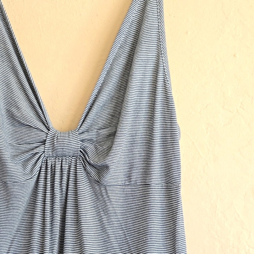 Jones New york Gray striped sleeveless Front Knot summer dress